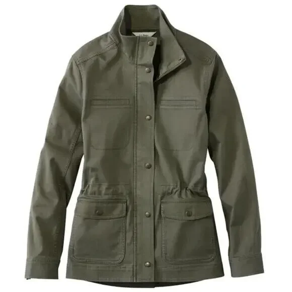 LL Bean Classic Utility Jacket Sherpa Lined Army Green Zip Snap Women's Size XL - Picture 13 of 13